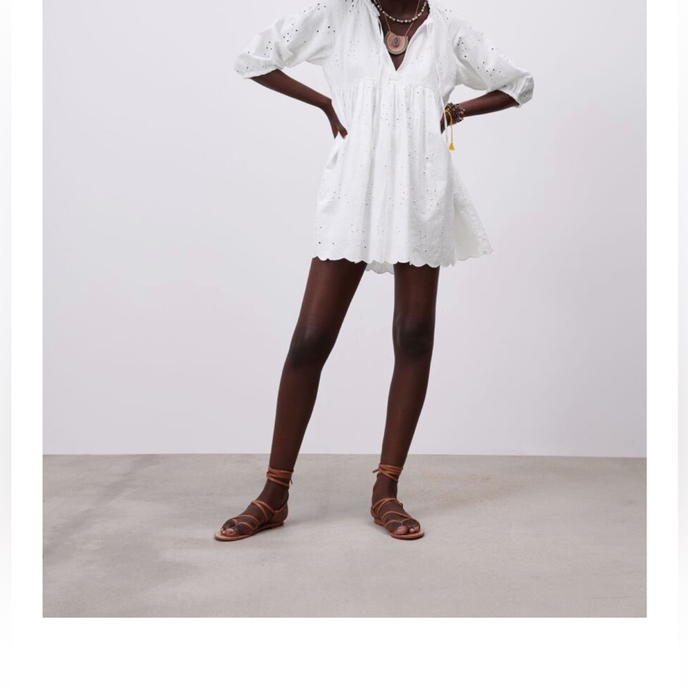 Zara White Eyelet Dress